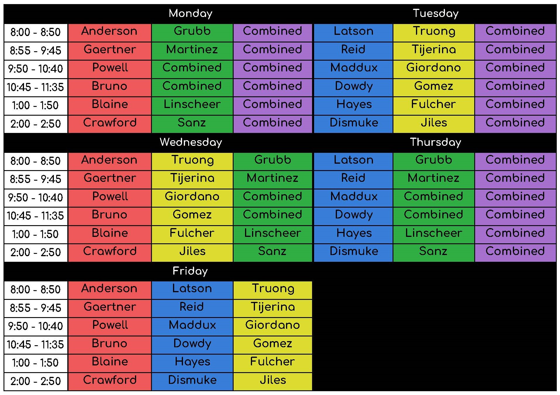 PE Schedule